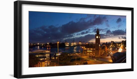 Hamburg, Panorama, Landing Stages, in the Evening-Catharina Lux-Framed Photographic Print