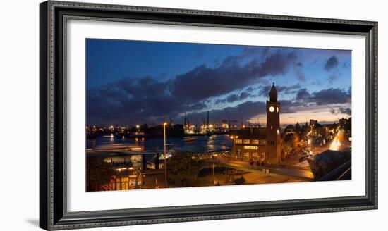 Hamburg, Panorama, Landing Stages, in the Evening-Catharina Lux-Framed Photographic Print