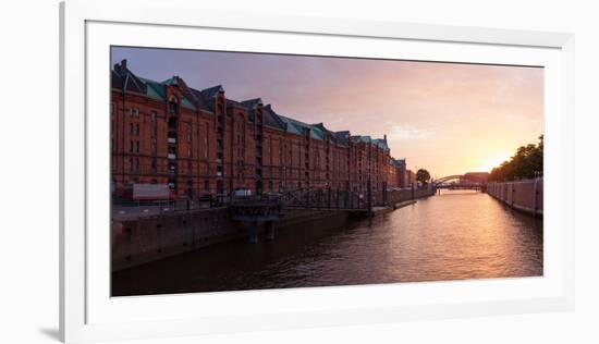 Hamburg, Panorama, Speicherstadt (City of Warehouses), Dusk-Catharina Lux-Framed Photographic Print