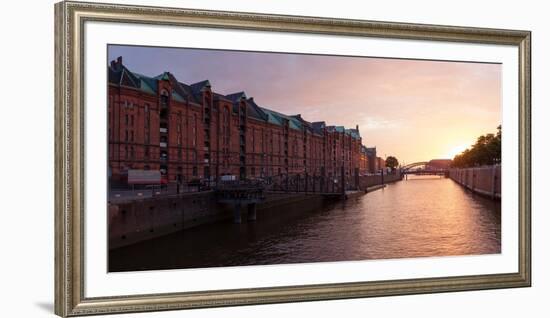 Hamburg, Panorama, Speicherstadt (City of Warehouses), Dusk-Catharina Lux-Framed Photographic Print