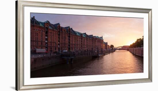 Hamburg, Panorama, Speicherstadt (City of Warehouses), Dusk-Catharina Lux-Framed Photographic Print