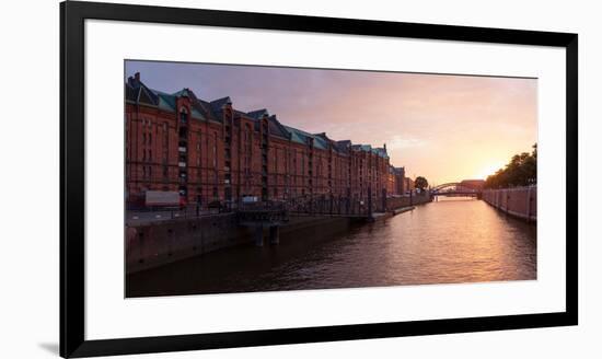 Hamburg, Panorama, Speicherstadt (City of Warehouses), Dusk-Catharina Lux-Framed Photographic Print