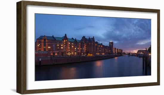 Hamburg, Panorama, Speicherstadt (City of Warehouses), in the Evening-Catharina Lux-Framed Photographic Print