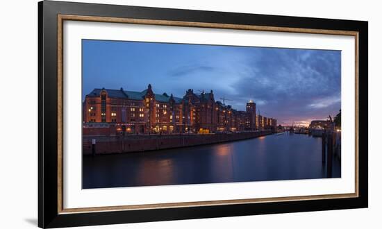 Hamburg, Panorama, Speicherstadt (City of Warehouses), in the Evening-Catharina Lux-Framed Photographic Print