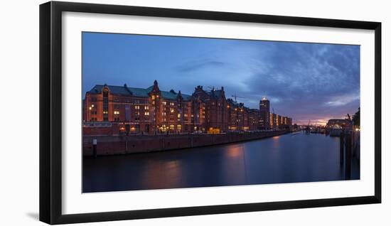 Hamburg, Panorama, Speicherstadt (City of Warehouses), in the Evening-Catharina Lux-Framed Photographic Print