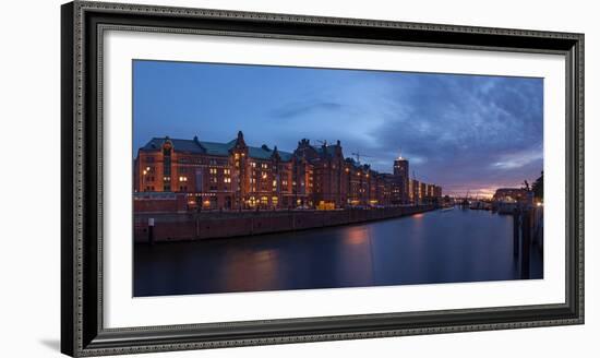 Hamburg, Panorama, Speicherstadt (City of Warehouses), in the Evening-Catharina Lux-Framed Photographic Print