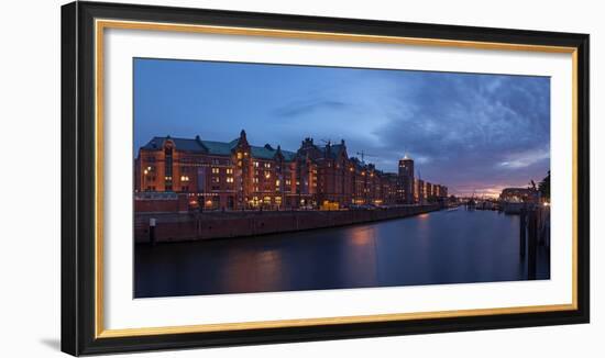 Hamburg, Panorama, Speicherstadt (City of Warehouses), in the Evening-Catharina Lux-Framed Photographic Print