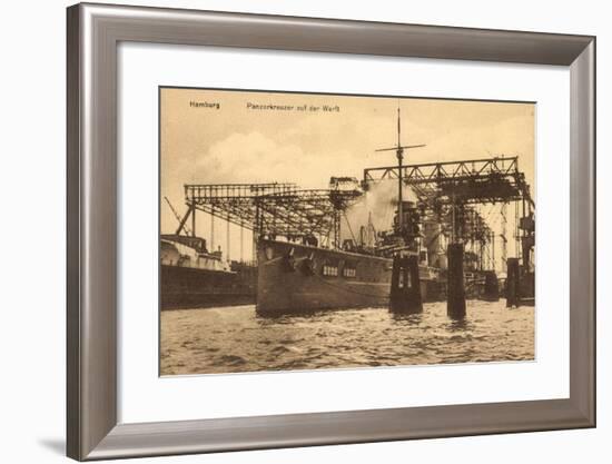 Hamburg, Panzerkreuzer Auf Der Werft-null-Framed Giclee Print