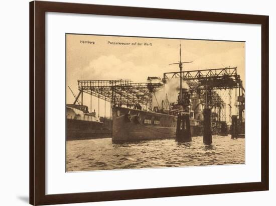 Hamburg, Panzerkreuzer Auf Der Werft-null-Framed Giclee Print