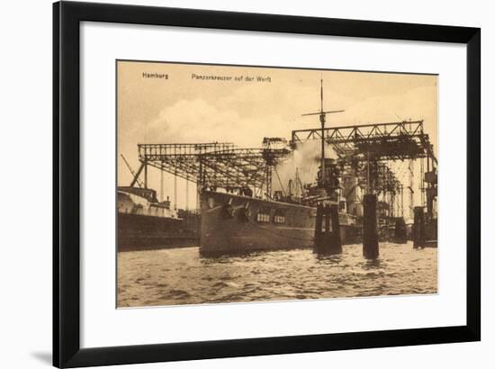 Hamburg, Panzerkreuzer Auf Der Werft-null-Framed Giclee Print