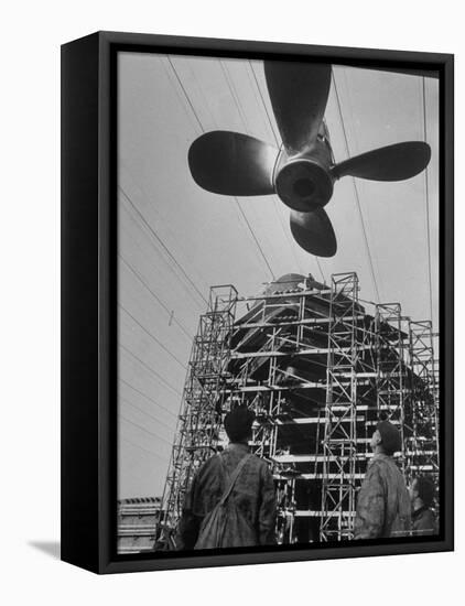 Hamburg's Biggest Shipyard, Deutsche Werft, Turns Out a New Oceangoing Ship Every Four Weeks-Walter Sanders-Framed Premier Image Canvas