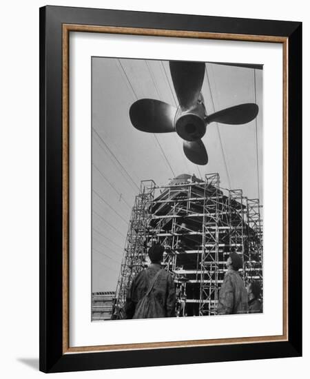 Hamburg's Biggest Shipyard, Deutsche Werft, Turns Out a New Oceangoing Ship Every Four Weeks-Walter Sanders-Framed Photographic Print