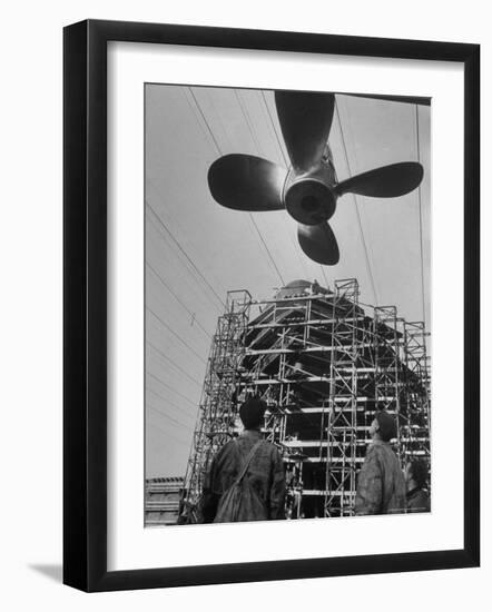 Hamburg's Biggest Shipyard, Deutsche Werft, Turns Out a New Oceangoing Ship Every Four Weeks-Walter Sanders-Framed Photographic Print