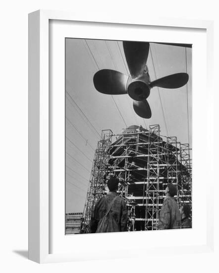 Hamburg's Biggest Shipyard, Deutsche Werft, Turns Out a New Oceangoing Ship Every Four Weeks-Walter Sanders-Framed Photographic Print