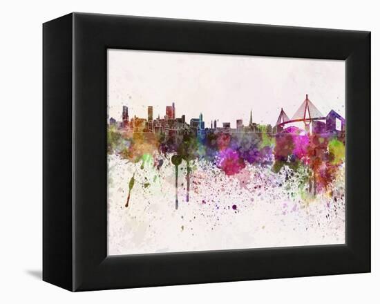 Hamburg Skyline in Watercolor Background-paulrommer-Framed Stretched Canvas