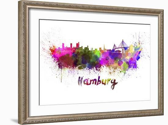 Hamburg Skyline in Watercolor-paulrommer-Framed Art Print