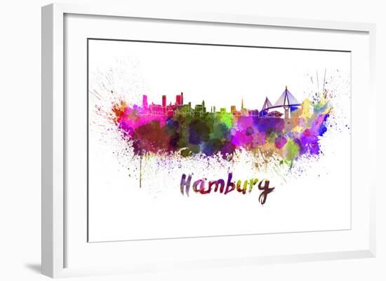 Hamburg Skyline in Watercolor-paulrommer-Framed Art Print