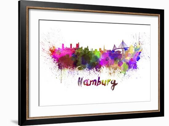 Hamburg Skyline in Watercolor-paulrommer-Framed Art Print