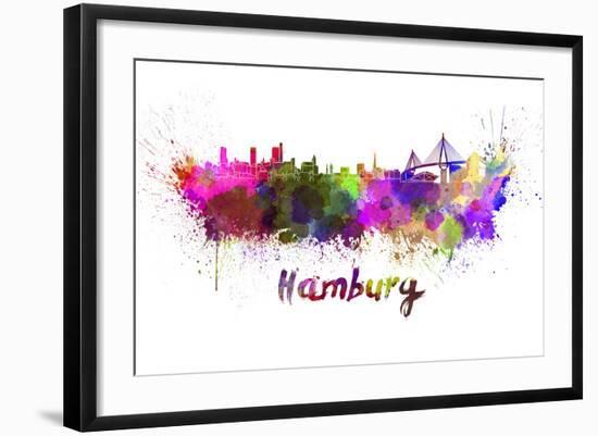 Hamburg Skyline in Watercolor-paulrommer-Framed Art Print