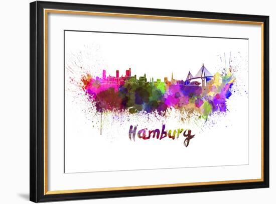 Hamburg Skyline in Watercolor-paulrommer-Framed Art Print