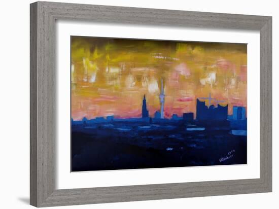 Hamburg Skyline with Elbe Philharmonic Hall-Markus Bleichner-Framed Art Print