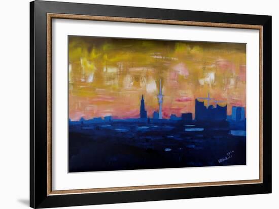 Hamburg Skyline with Elbe Philharmonic Hall-Markus Bleichner-Framed Art Print