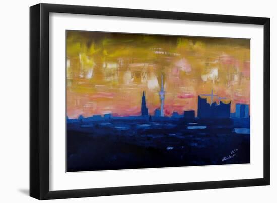 Hamburg Skyline with Elbe Philharmonic Hall-Markus Bleichner-Framed Art Print