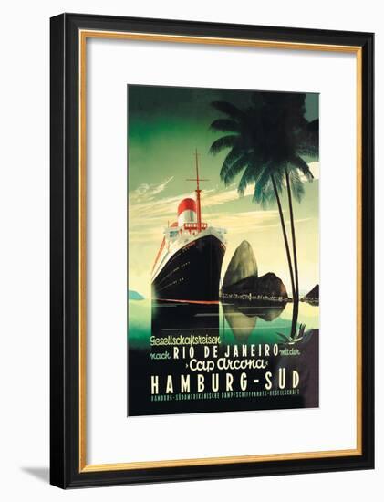 Hamburg to Rio de Janeiro on the Cap Arcona Steamship-null-Framed Art Print