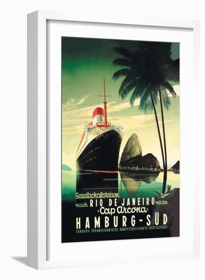 Hamburg to Rio de Janeiro on the Cap Arcona Steamship-null-Framed Art Print