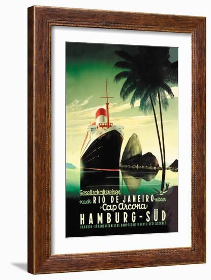 Hamburg to Rio de Janeiro on the Cap Arcona Steamship-null-Framed Art Print