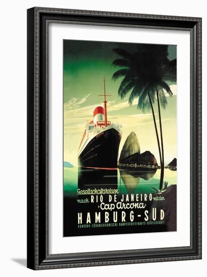 Hamburg to Rio de Janeiro on the Cap Arcona Steamship--Framed Art Print