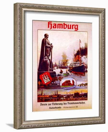 Hamburg: United for the Advancement of Tourism', Poster Advertising the Hamburg America Line, 1906-null-Framed Giclee Print