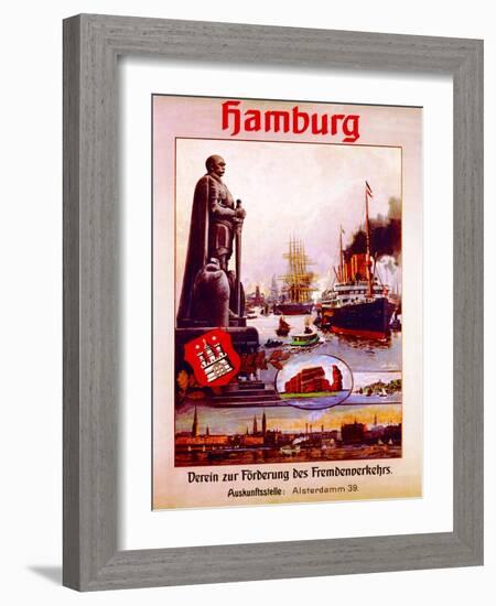 Hamburg: United for the Advancement of Tourism', Poster Advertising the Hamburg America Line, 1906-null-Framed Giclee Print