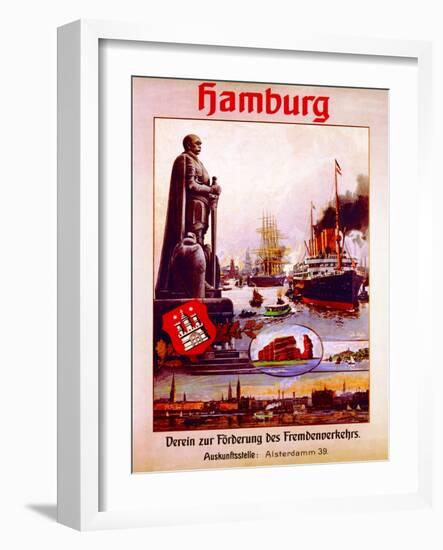 Hamburg: United for the Advancement of Tourism', Poster Advertising the Hamburg America Line, 1906-null-Framed Giclee Print