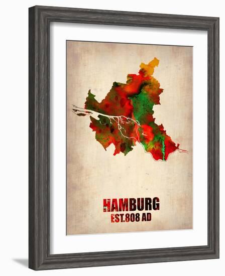 Hamburg Watercolor Map-NaxArt-Framed Art Print