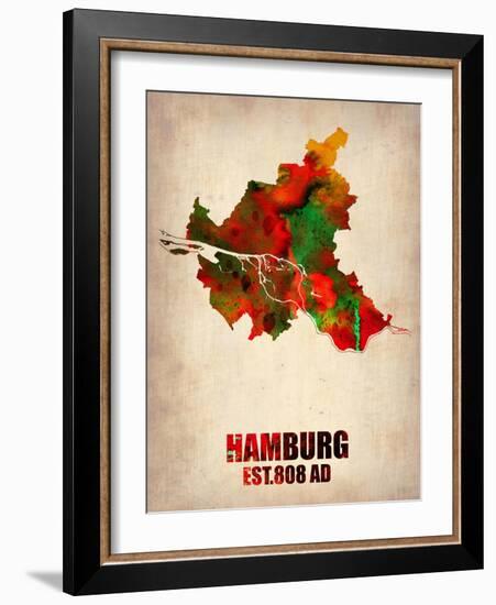 Hamburg Watercolor Map-NaxArt-Framed Art Print