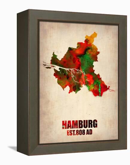 Hamburg Watercolor Map-NaxArt-Framed Stretched Canvas