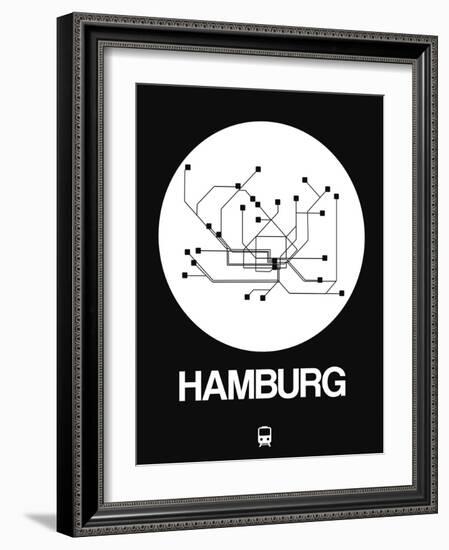 Hamburg White Subway Map-NaxArt-Framed Art Print