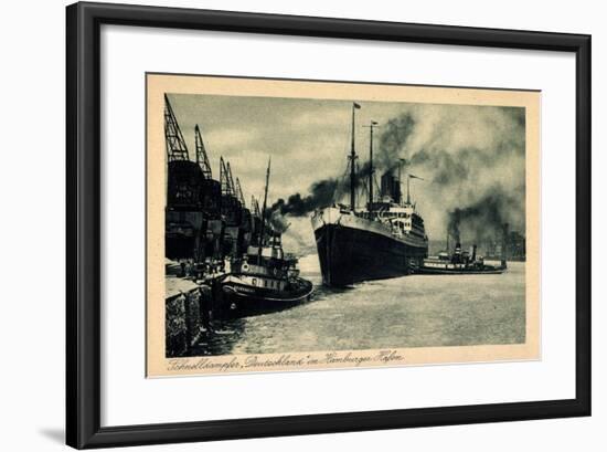 Hamburger Hafen, Hapag, Schnelldampfer Deutschland-null-Framed Giclee Print