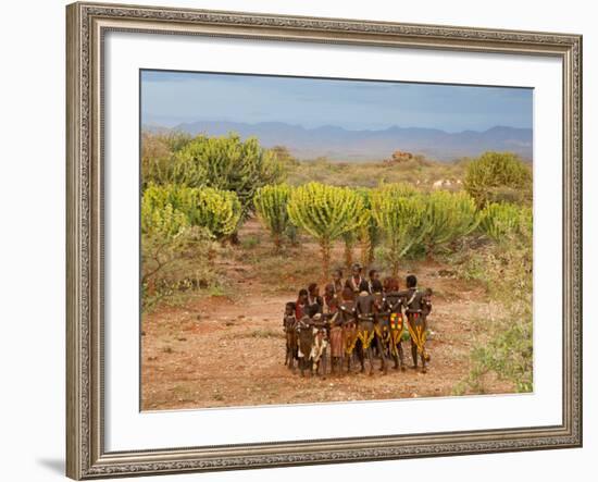 Hamer Dancers, Omo Valley, Ethiopia-Peter Adams-Framed Photographic Print