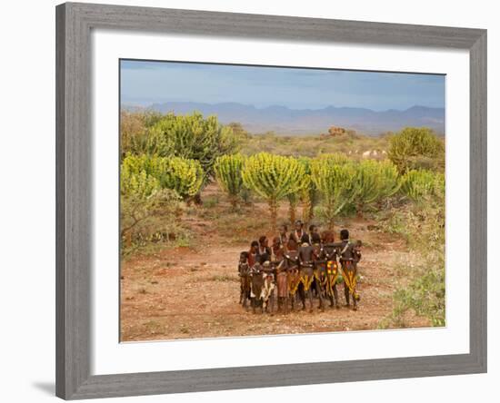 Hamer Dancers, Omo Valley, Ethiopia-Peter Adams-Framed Photographic Print