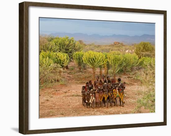 Hamer Dancers, Omo Valley, Ethiopia-Peter Adams-Framed Photographic Print