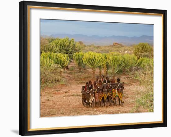 Hamer Dancers, Omo Valley, Ethiopia-Peter Adams-Framed Photographic Print