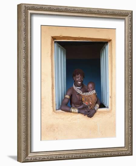 Hamer Woman with Baby-Peter Adams-Framed Photographic Print