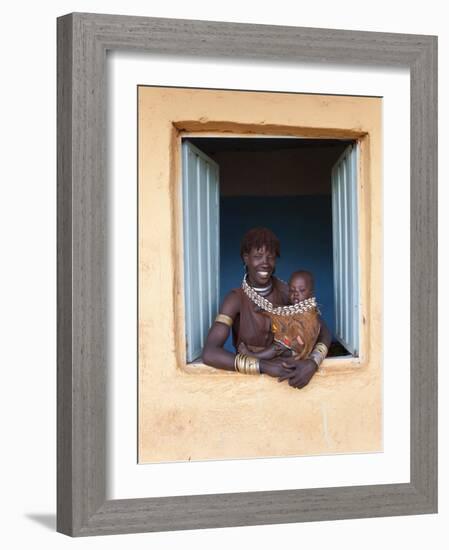 Hamer Woman with Baby-Peter Adams-Framed Photographic Print