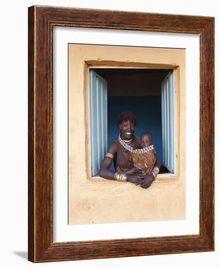 Hamer Woman with Baby-Peter Adams-Framed Photographic Print