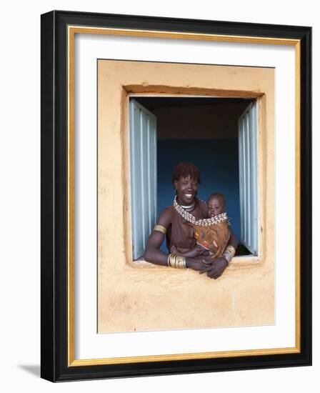 Hamer Woman with Baby-Peter Adams-Framed Photographic Print