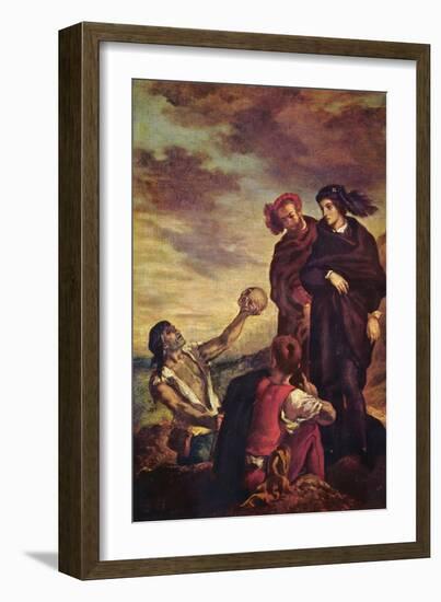 Hamlet and Horatio in a Graveyard-Eugene Delacroix-Framed Art Print