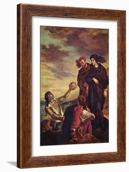 Hamlet and Horatio in a Graveyard-Eugene Delacroix-Framed Art Print