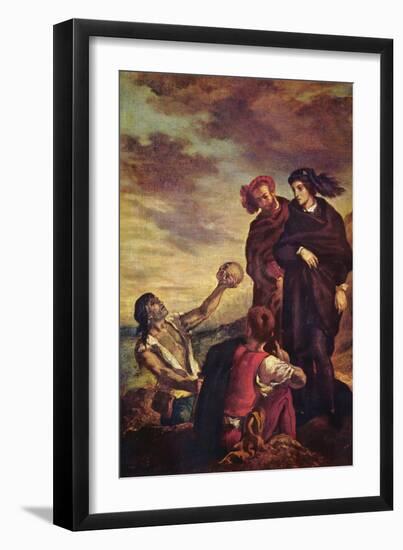 Hamlet and Horatio in a Graveyard-Eugene Delacroix-Framed Art Print